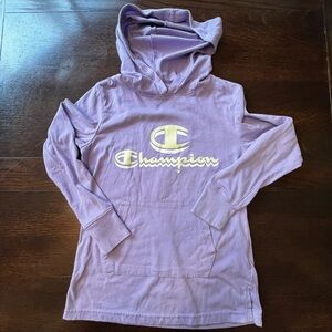 Girls Purple Champion hooded long sleeve tee size YS